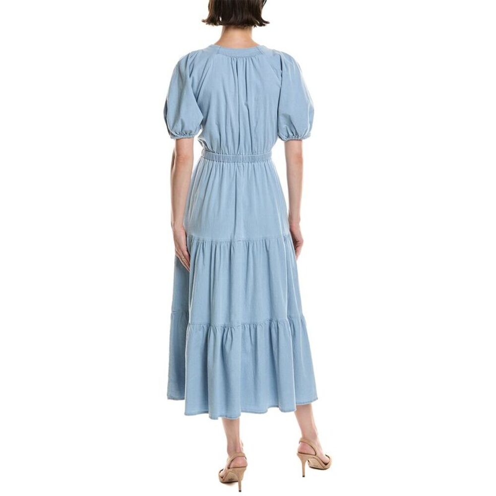 Anne Klein Womens  Tiered Puff Sleeve Midi Dress, Blue - Picture 2 of 3